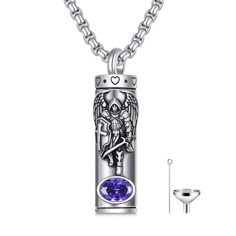 Sterling Silver Saint Michael Urn Necklace for Ashes