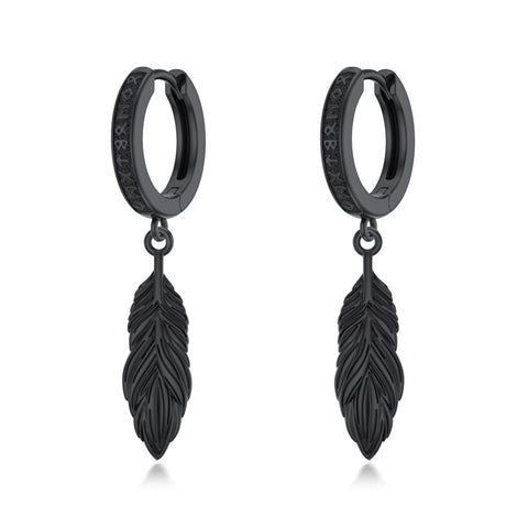 Sterling Silver Feather Arrowhead Axe Hoop Earrings