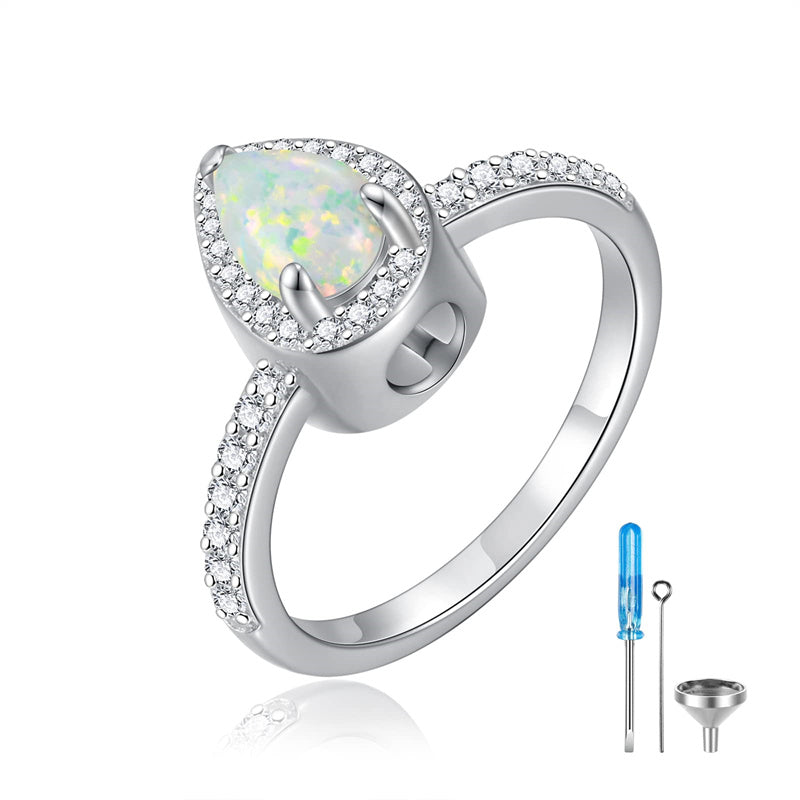 Sterling Silver Teardrop CZ Urn Rings for Ashes– romanticwork