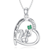 Sterling Silver Squirrel Pendant Necklace Engraved withI Love You Forever