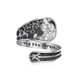 Sterling Silver Father Daughter Adjustable Spoon Ring Engraved with I Love You Forever