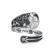 Sterling Silver Father Daughter Adjustable Spoon Ring Engraved with I Love You Forever