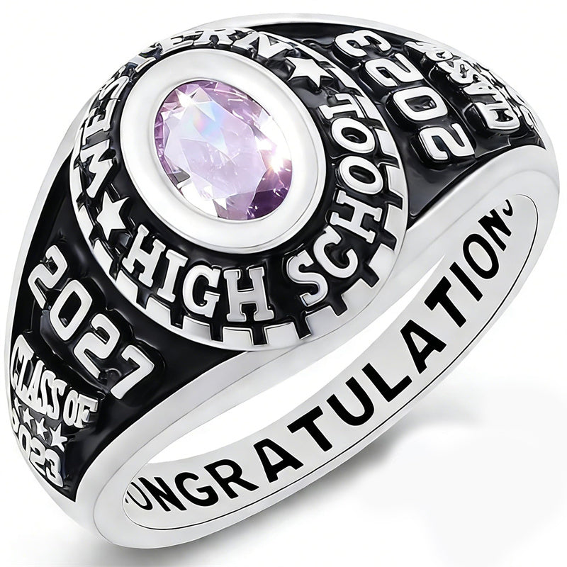 Sterling Silver Personalized  Engraved Class Ringsfor Women