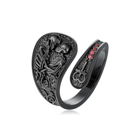 Sterling Silver Skull Couple Adjustable Spoon Ring