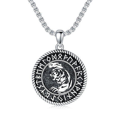 Sterling Silver Viking Dragon Eagle Wolf Animal Pendant Necklace for Men