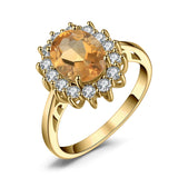 14K Yellow Gold Plated Birthstone Halo Engagement Rings for Women