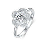 Sterling Silver Personalized Engraved Moissanite Engagement Wedding Anniversary Ring