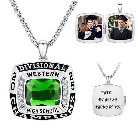 Sterling Silver Custom Photo Class High School College Graduation  Necklace