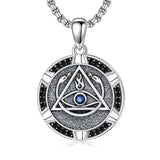 Sterling Silver AA Sobriety Snake Pendant Necklace for Men