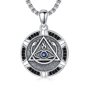Sterling Silver AA Sobriety Snake Pendant Necklace for Men