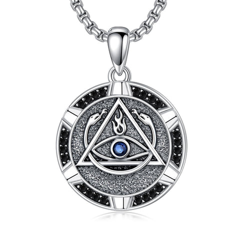 Sterling Silver AA Sobriety Snake Pendant Necklace for Men