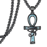 14K Gold Plated Turquoise Wolf Thor's Hammer Ankh Dragon Lion Compass Crucifix Pendant Necklace for Men