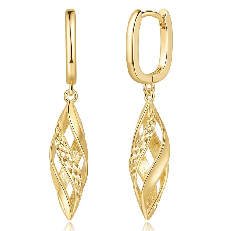 14K Gold Plated Twisted  Hoop  Earrings for Women