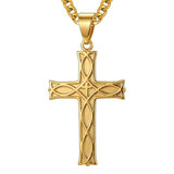 Cross Pendant Necklace for Men 14K Gold Plated Minimalist Christian Jewelry Religious Gift