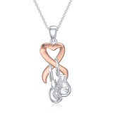 Sterling Silver Butterfly Glove Fight Sunflower Pink Ribbon Pink Breast Cancer Awareness Pendant Necklace