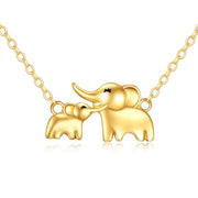 14k Yellow Gold Elephant Necklace Gifts for Women Mothers Day Birthday Jewelry for Mom Daughter, Gold Chain Length 18"