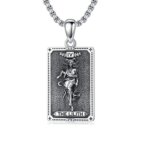 Sterling Silver Tarot Card Hecate Athena Artemis Lilith Medusa Goddess Pendant Necklace