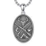 Sterling Silver Deer Bass Fish Wild Duck Fish Hook Pendant Necklace Hunting Jewelry Gifts for Men