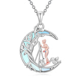 Sterling Silver Moonstone Tree of Life Art Book Pendant Necklace for Book Lover