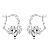 Sterling Silver Fox Frog Leopard Peacock Puppy Animal Hug Hoop Earrings