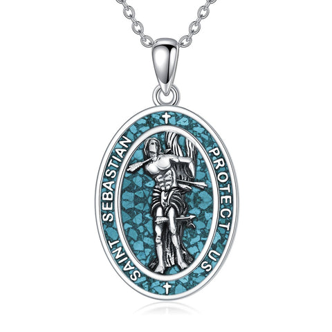 Sterling Silver Saint Christopher St Michael Saint Sebastian Amulet Pendant Necklace