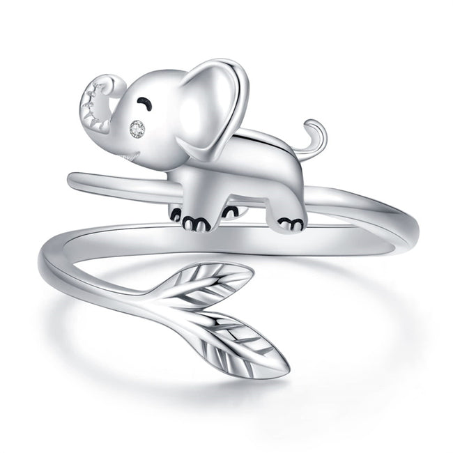 925 Sterling Silver Cute Animal Ring Adjustable Open Ring  Jewelry Gift for Women Girls