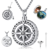 Compass Urn for Ashes Cremation Jewelry 925 Sterling Silver Memorial Necklace Urn for Human Ashe of Loved Ones
