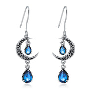 Moon Earrings for Women 925 Sterling Silver Celtic Moon Dangle Drop Earrings Celtic Jewelry Gifts for Women Girls