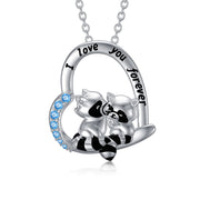 Sterling Silver Raccoon Pendant Necklace