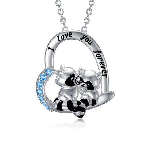 Sterling Silver Raccoon Pendant Necklace
