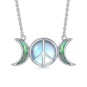 Sterling Silver Moonstone Peace SignPendant Necklace
