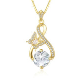 14K Gold Plated Birthstone Infinity Butterfly Necklace for Women