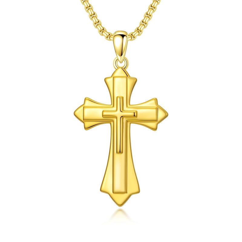 Cross Pendant Necklace  14K Gold Plated Christian Faith Jewelry