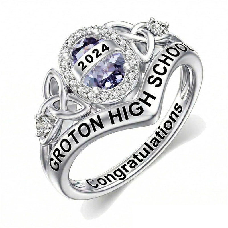 Sterling Silver Personalized High School College Graduation Ring