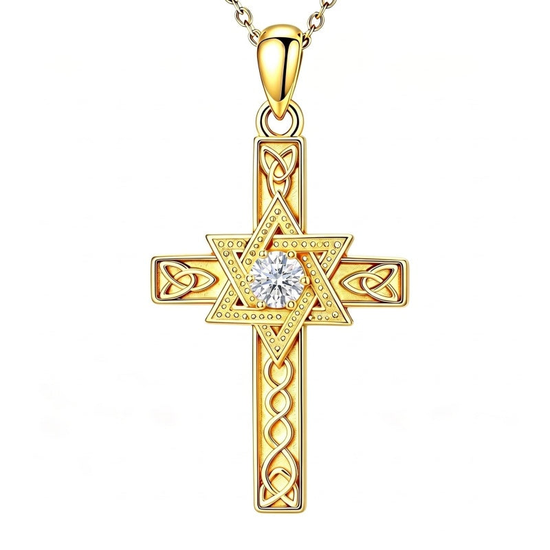 14K Gold Plated Cross Necklace for Women