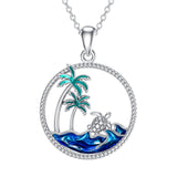 Sterling Silver Palm Tree Otter Turtle Pendant Necklace Gift For Women Girls