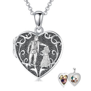 Sterling Silver Personalized Father and Daughter Mother and DaughterSkull Photo Locket Necklace