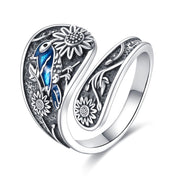 Sterling Silver Blue Jay Adjustable Spoon Ring