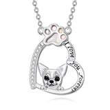 Sterling Silver Paw Print Poodle Corgi French Schnauzer Chihuahua Dachshund Golden Retriever Pug Pendant  Necklace