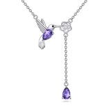 Hummingbird Necklace Sterling Silver Adjustable Lariat Animal Necklace Jewelry Gifts for Women Girls
