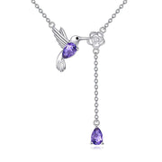 Hummingbird Necklace Sterling Silver Adjustable Lariat Animal Necklace Jewelry Gifts for Women Girls