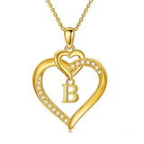Heart Initial A-Z Pendant Necklace for 14K Gold Plated Women Initials Jewelry Gifts