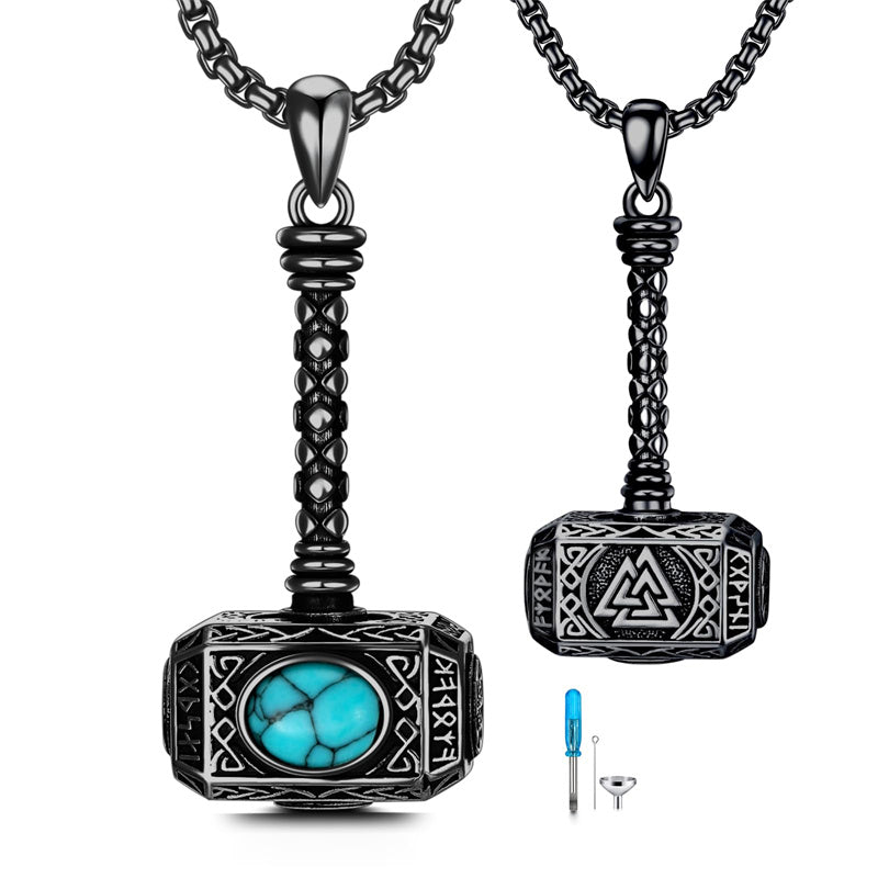 Sterling Silver Thors Hammer Urn Necklace for Ashes