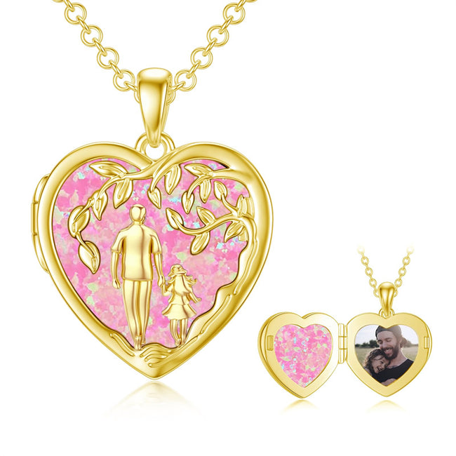 Daughter Locket Personalized 10K Solid Gold Father Daughter Locket Necklace that Holds ...