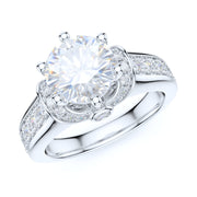 Sterling Silver 2CT Round Cut Moissanite Promise Engagement Ring