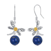 Dragonfly-Lapis Earrings Sterling Silver Handmade Dragonfly Dangle Drop Earrings Jewelry Gifts for Women Mom Wife
