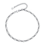 925 Sterling Silver Ankle Bracelet Multilayer Anklets for Women Figaro link Layered Anklet Beach Jewelry