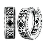 14K Gold Plated  Cubic Zircon Norse Viking Runes Hoop Earrings Viking Jewelry Gift for Men