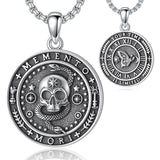 Sterling Silver Gothic Skull Memento Mori Pendant Necklace