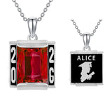 Sterling Silver 2025 Personalized  Birthstone Class Necklace